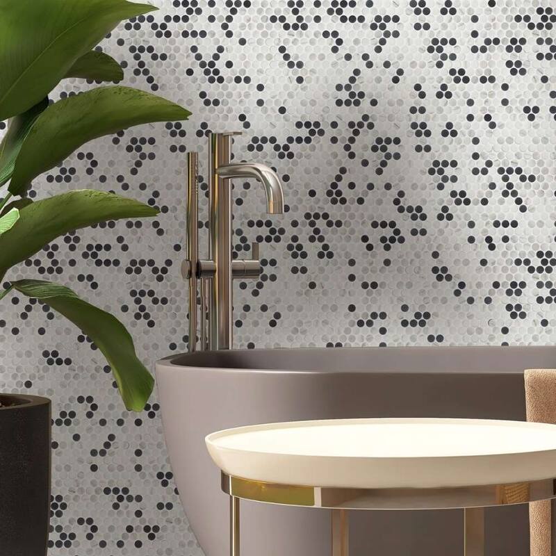 The Tile Life Eterna Penny 12x12 Round Glass Mosaic Floor, Wall & Backsplash Tile