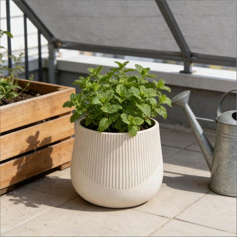 Large Outdoor Indoor Planter, 17.1"+13.38"+9" Dia Round Magnesium Oxide Planter Set of 3, Flower Pots with Drainage Holes