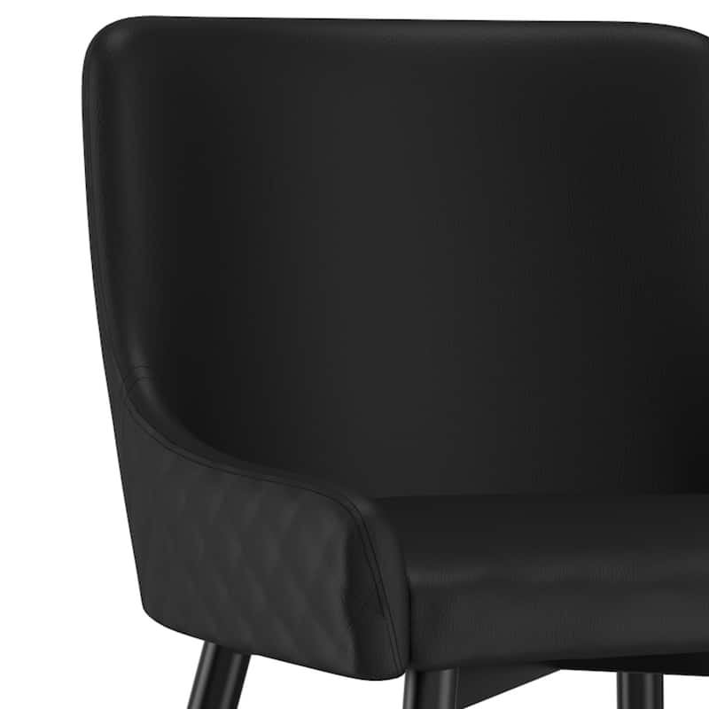 Set of 2 Modern Faux Leather and Metal Side Chair