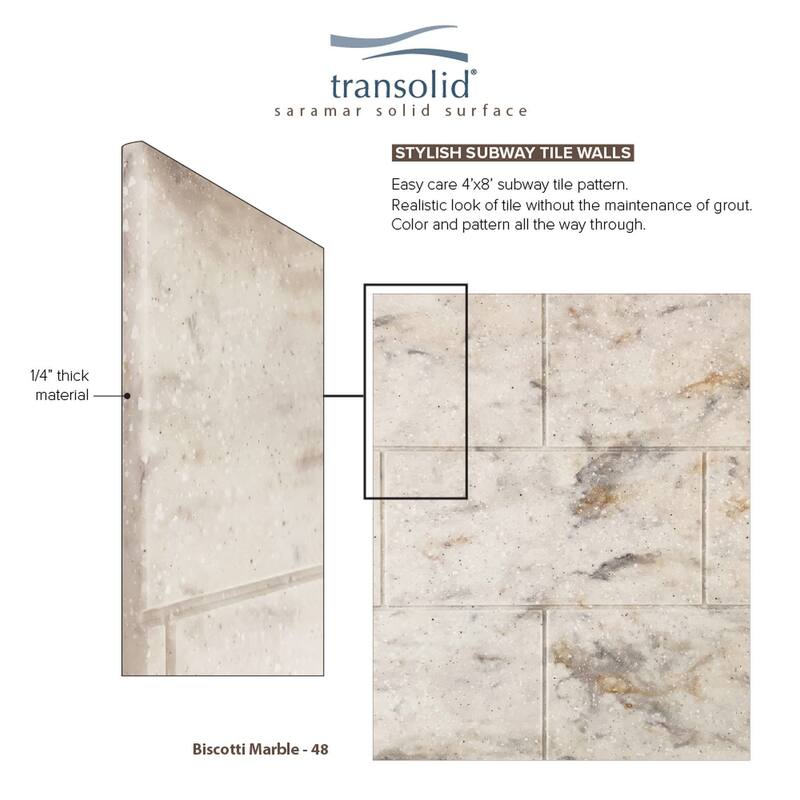 Transolid SaraMar 36-In X 60-In X 96-In Glue to Wall Shower Walls - 60" x 36" x 96" - 60" x 36" x 96"