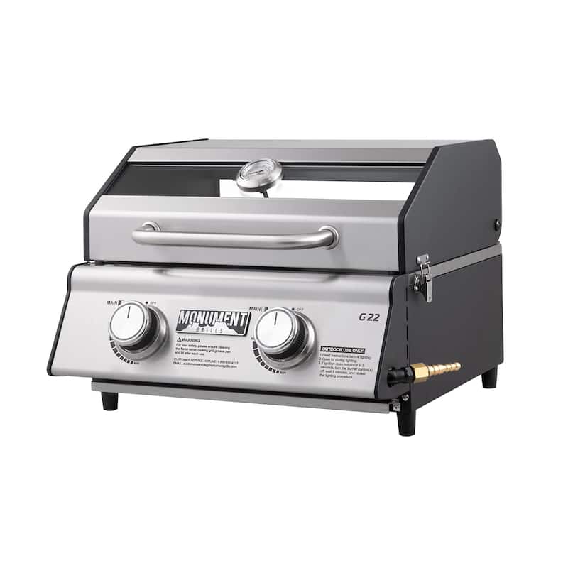 Portable Propane Gas Grill 2Burner Tabletop Clearview Monument Grills