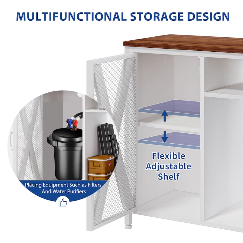 Moasis Aquarium Stand with Power Outlets and 7 Color RGB Light,Fish Tank Stand with Storage Cabinet