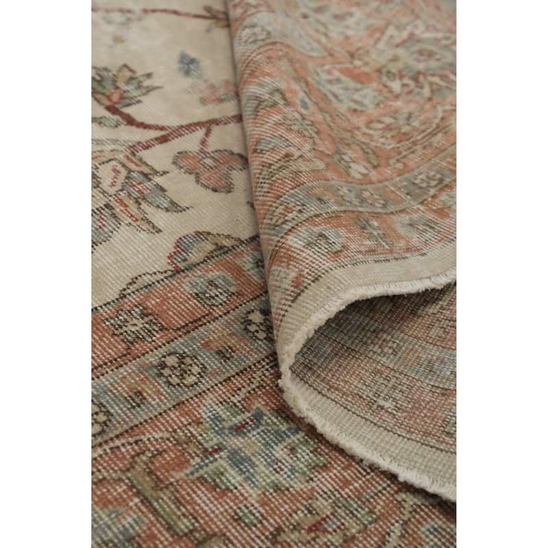 Hand Knotted Oriental 100% Wool Carpet Traditional All-Over Beige & Ivories Tabriz Area Rug - 11' 2'' X 9' 5''
