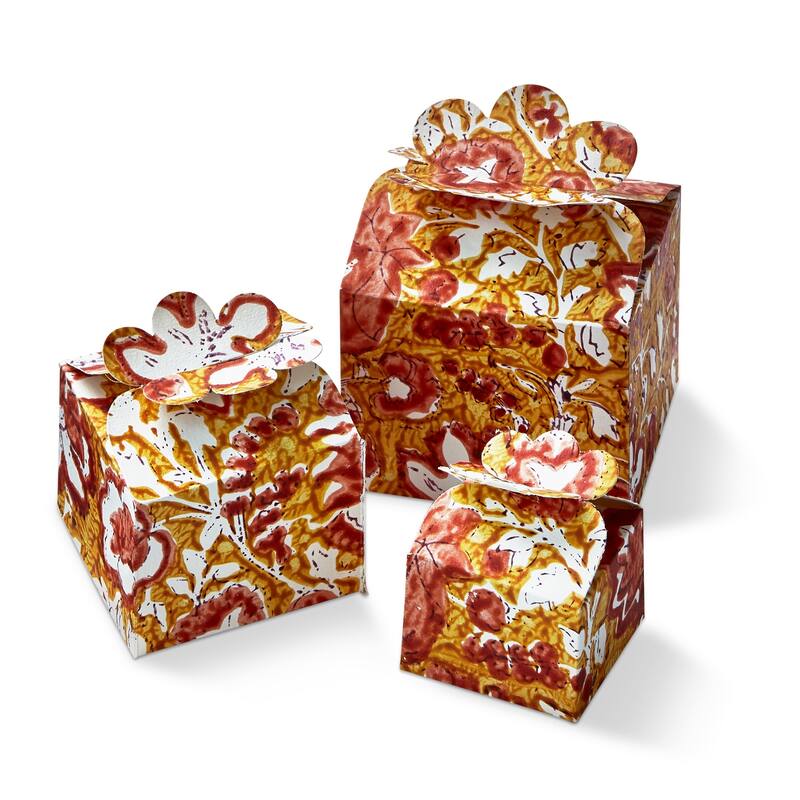 Emma Handmade Paper Gift Box Decorative Storage for Spring Summer Orange Multi 1.5x2.25x2.25 Inches