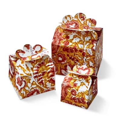 Emma Handmade Paper Gift Box Decorative Storage for Spring Summer Orange Multi 1.5x2.25x2.25 Inches