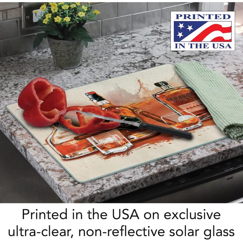 CounterArt Bourbon Splash Decorative 3mm Heat Tolerant Tempered Glass Cutting Board 15" x 12" Made in the USA Dishwasher Safe