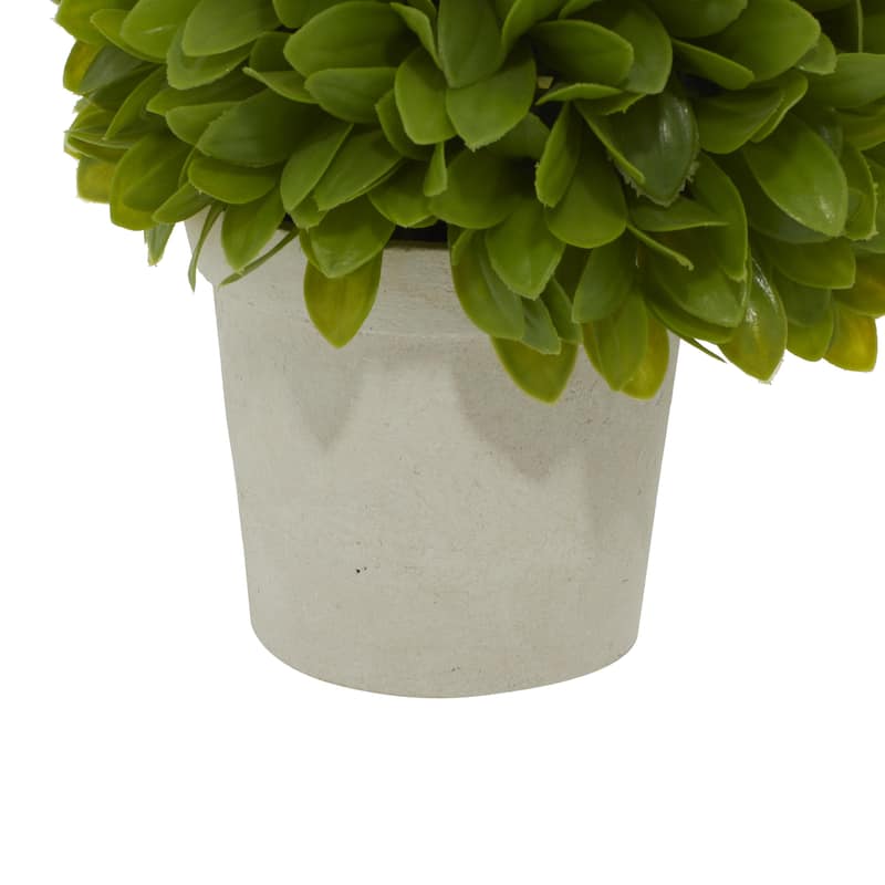 Faux Foliage Boxwood Topiary Indoor Outdoor Artificial Foliage Ball with Beige Paper Pot - Green - Roche River Decor