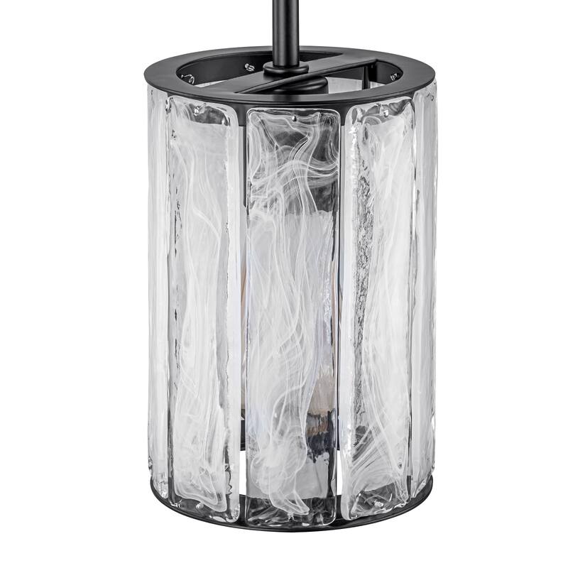 Cloudy White Glass Black Pendant Lighting Modern for Kitchen Island
