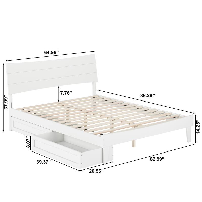 Phoenix Wood Platform Bed with Storage Drawers