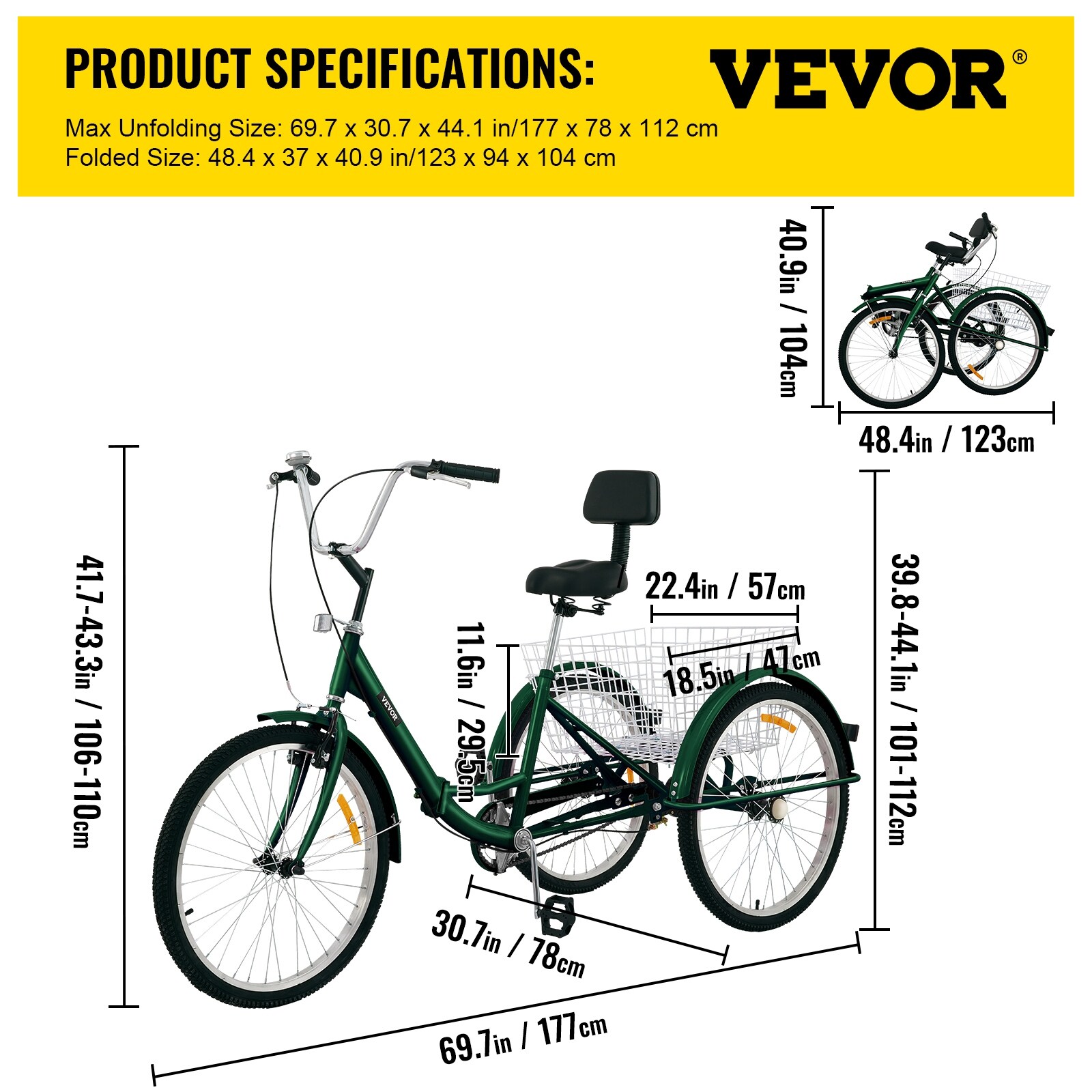 24 inch folding clearance tricycle