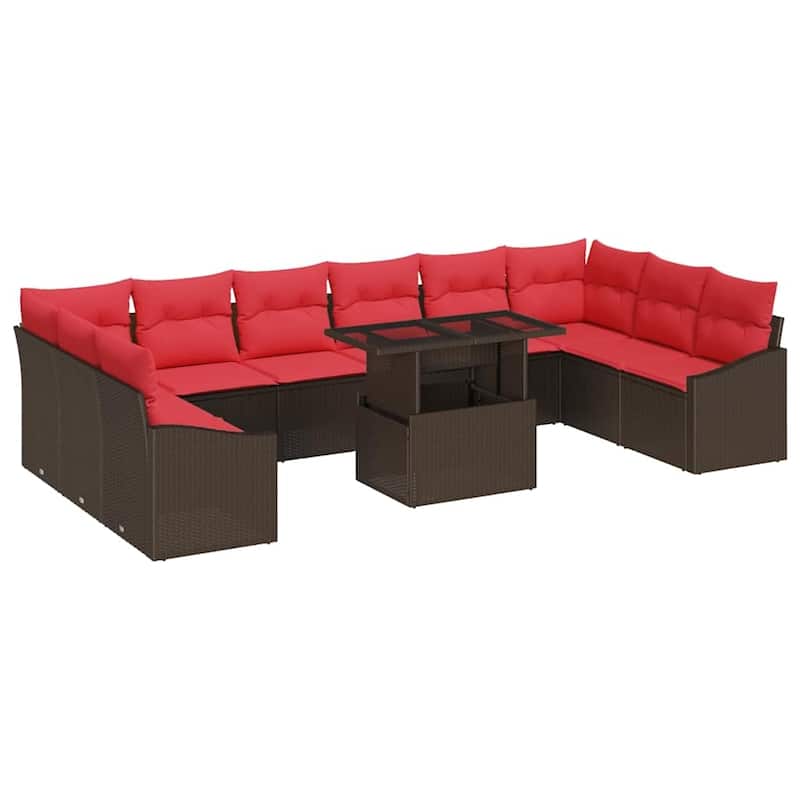 vidaXL 11 Piece Garden Sofa Set with Cushions - 135.4×73.8×27.2