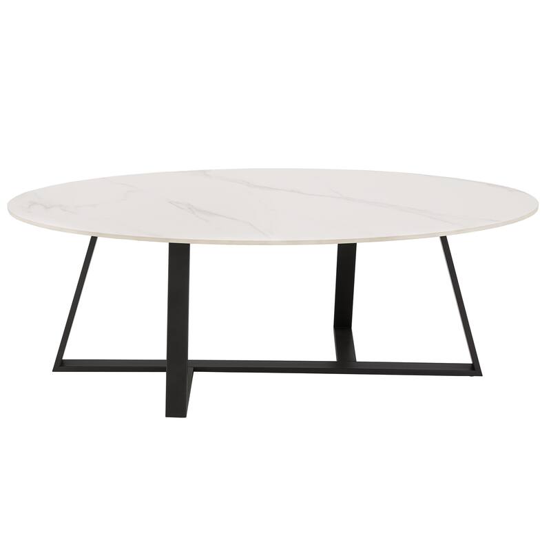 Jurmala Glossy Sintered Stone with Grey Metal Base Tables by iNSPIRE Q Modern