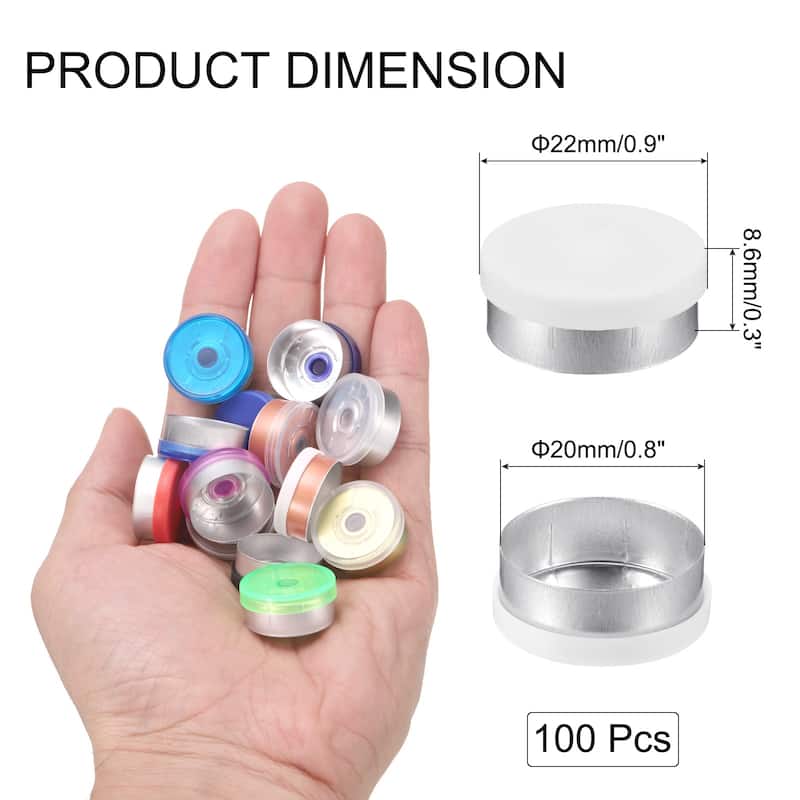 Flip Off Caps 100PCS Burr-Free Flip Off Top Caps - White/Silver - 20mm
