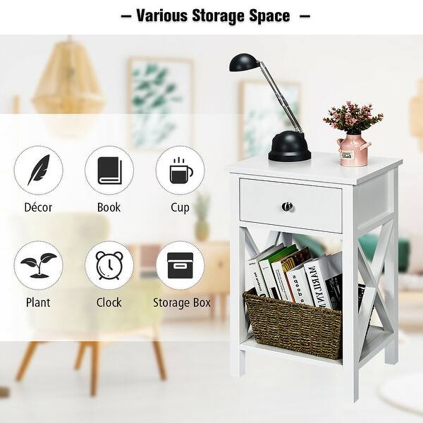 Shop Black Friday Deals On Costway Nightstand Chair Side End Table With Drawer Shelf Bedroom On Sale Overstock 22437117