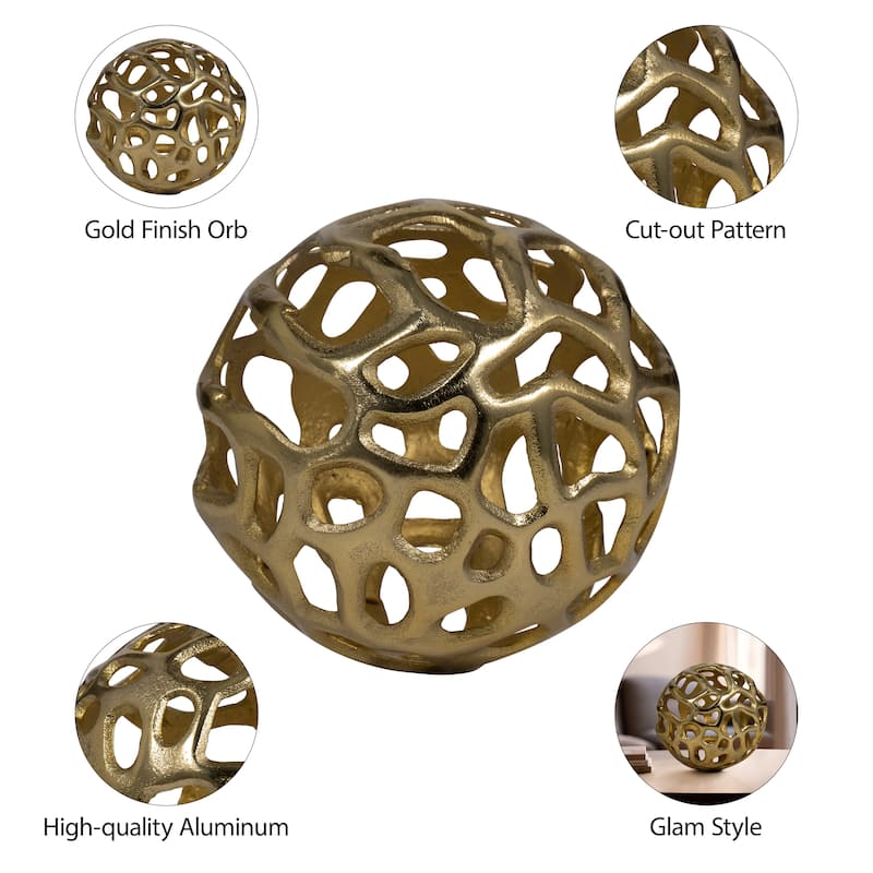 Sagebrook Home Modern Glam 6" Cut-Out Metal Round Orb - 6" x 6" x 6"