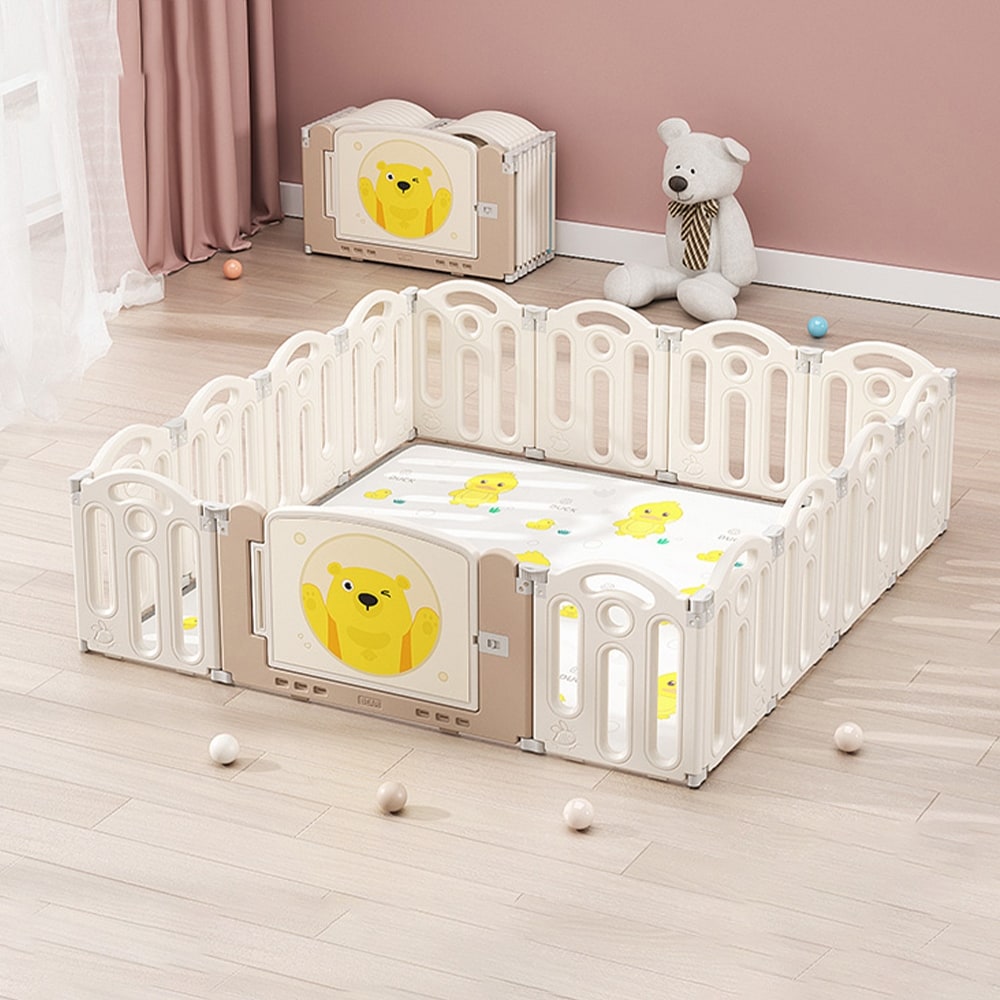 Foldable Playpen Baby Safety Play Yard with Fence Indoor Toys