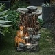 preview thumbnail 2 of 5, Resin Deer Family Outdoor Fountain with LED Lights