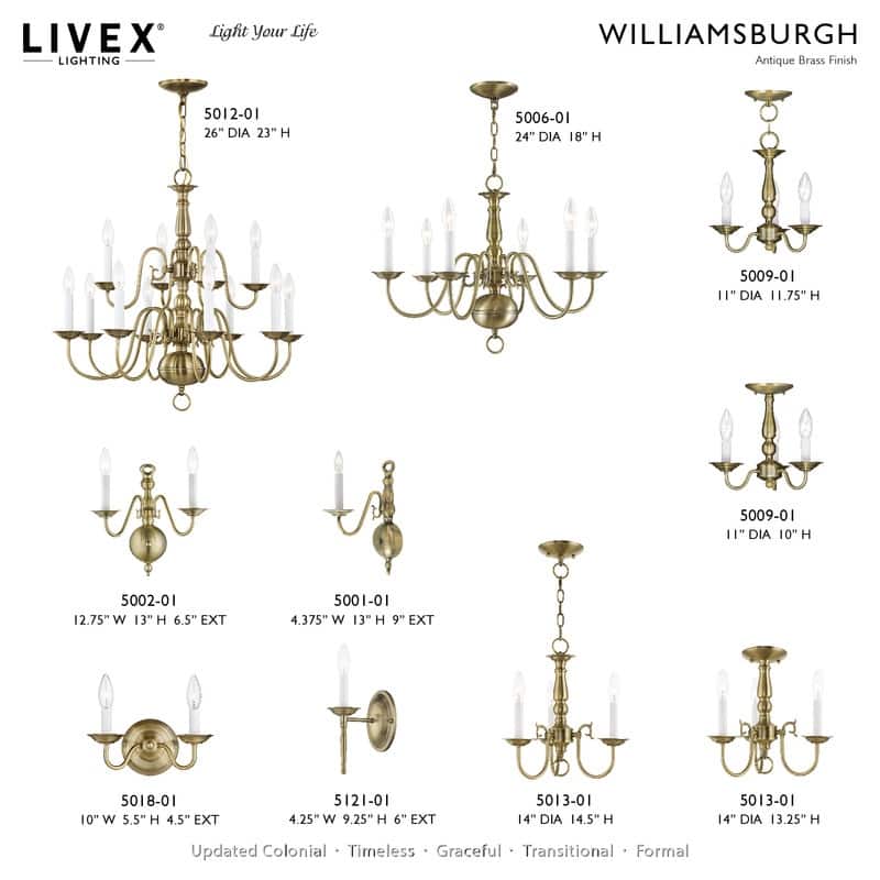 Livex Lighting 1 Light Antique Brass Wall Sconce, 5121-01 - 4.25" W X 9.25"H X 6" EXT