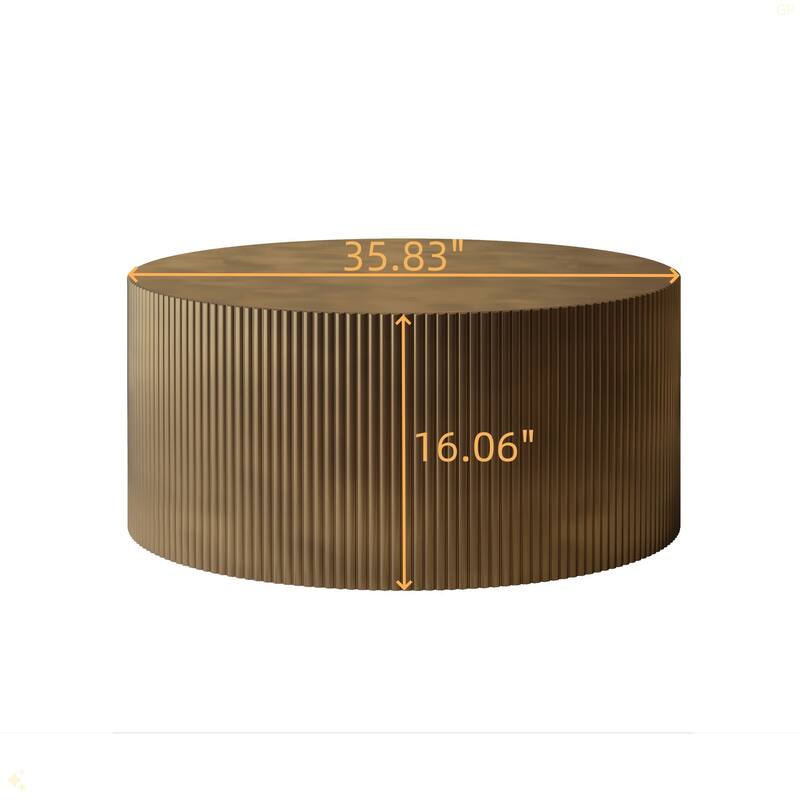 35.83" Stylish and Minimalist Modern Wave Stripe Round Coffee Table