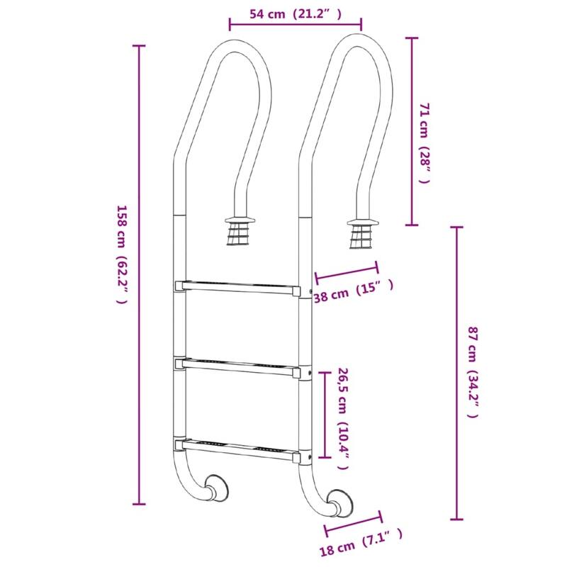 vidaXL Pool Ladder Silver 304 Stainless Steel Standard/Medium/Large