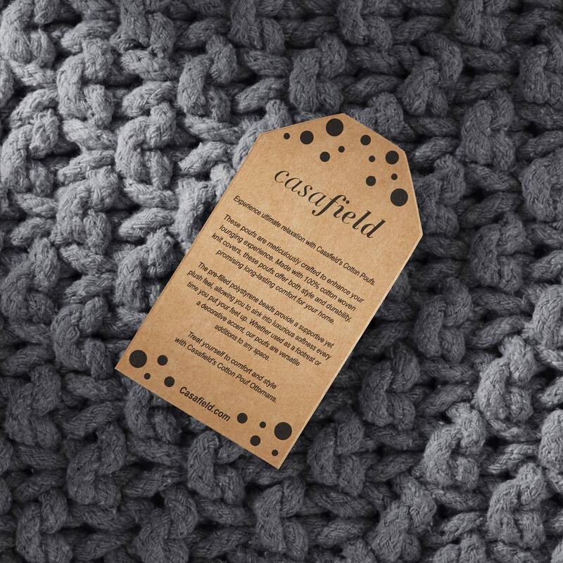 Cotton Pouf Ottomans Knit Foot Stool Pouffes for Living Room
