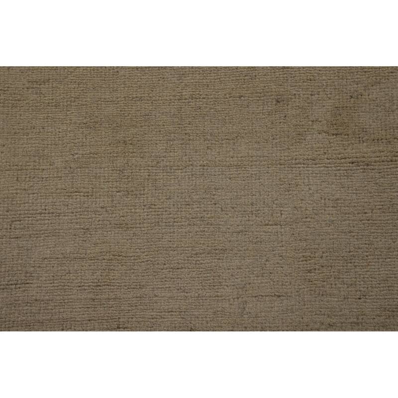 Modern Gabbeh Runner Rug Hand-Knotted Beige Solid Wool Carpet - 3'1" x 9'11"
