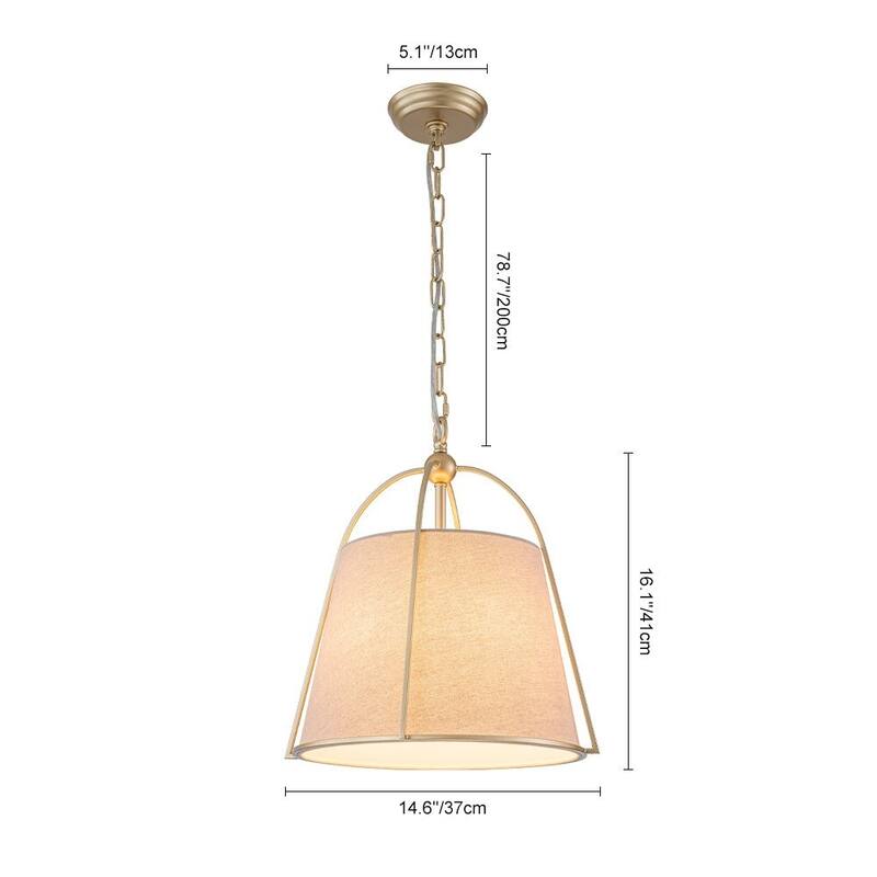 Mid Century Conical Linen Shade Lantern Pendant Ambient Light