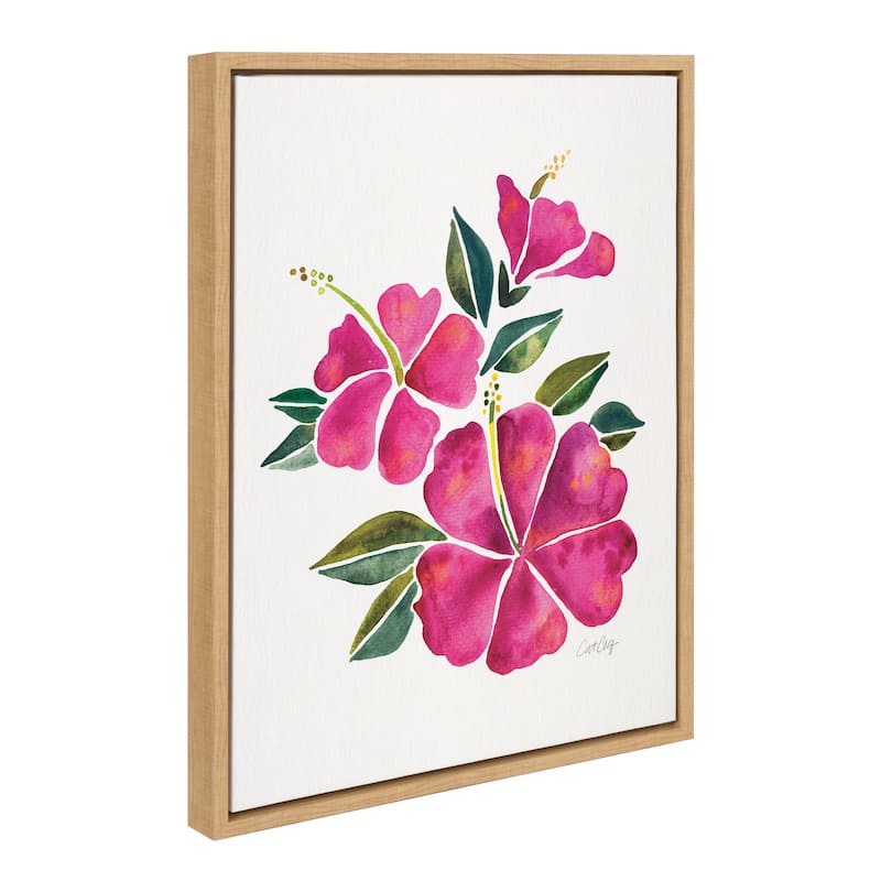 Kate and Laurel Sylvie Hibiscus Bloom Framed Canvas by Cat Coquillette