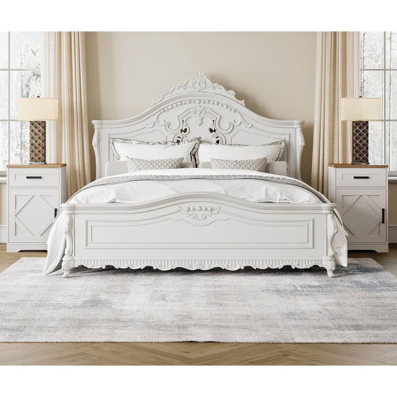 WAMPAT Nightstand with 1 Drawer&1 Door for Bedroom, Living Room