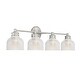 preview thumbnail 4 of 10, Meridian M80036 4 Light 32" Wide Bathroom Vanity Light with Halophane
