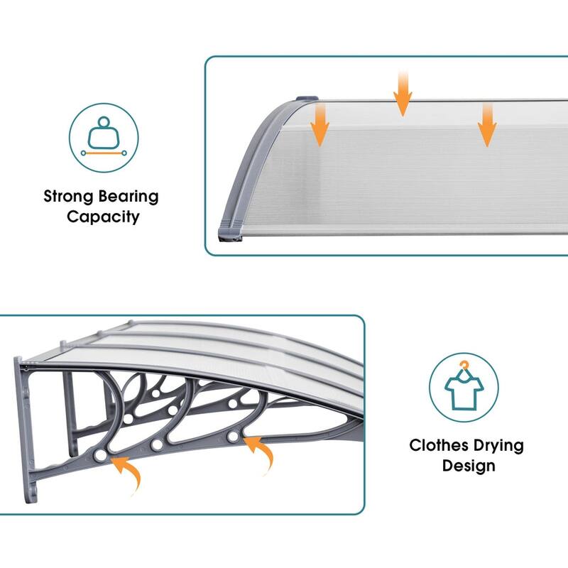 MCombo 40×120 Window Awning with Polycarbonate Board, 4012