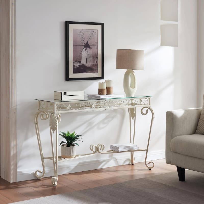 Modern Glass and Metal Console Table for Entrance