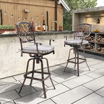 Crestlive Outdoor Patio Bar Height Swivel Bar Stool with Sunbrella Cushion