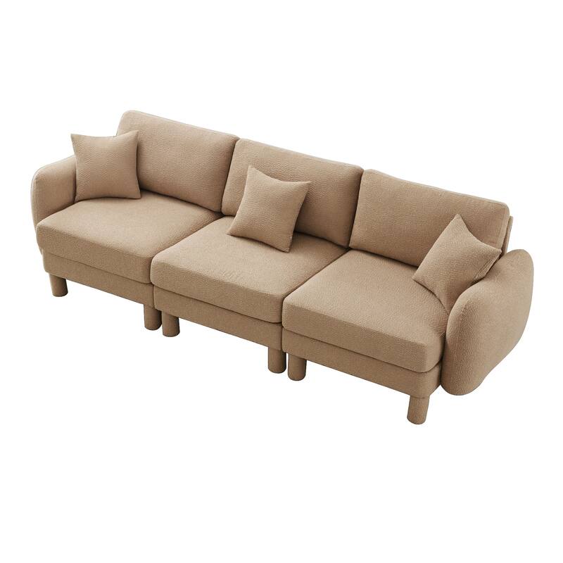 109.4" 3-Seater Modern Upholstered Sofa Couch, Deep-Seat Sectional Sofa with Shell-Shaped Armrests, Leisure Sofa for Living Room