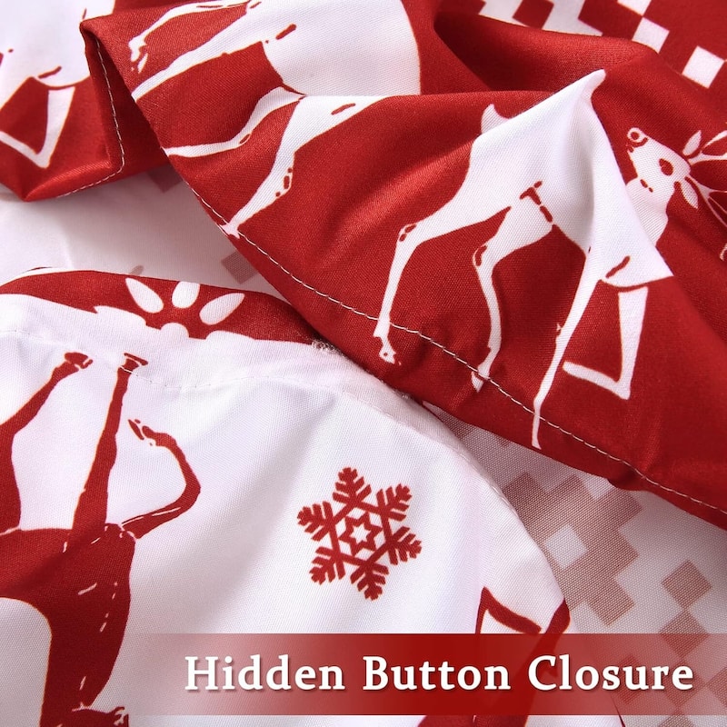 Reversible Printed Christmas Duvet Cover and Pillow Shams Set, Bedding Set
