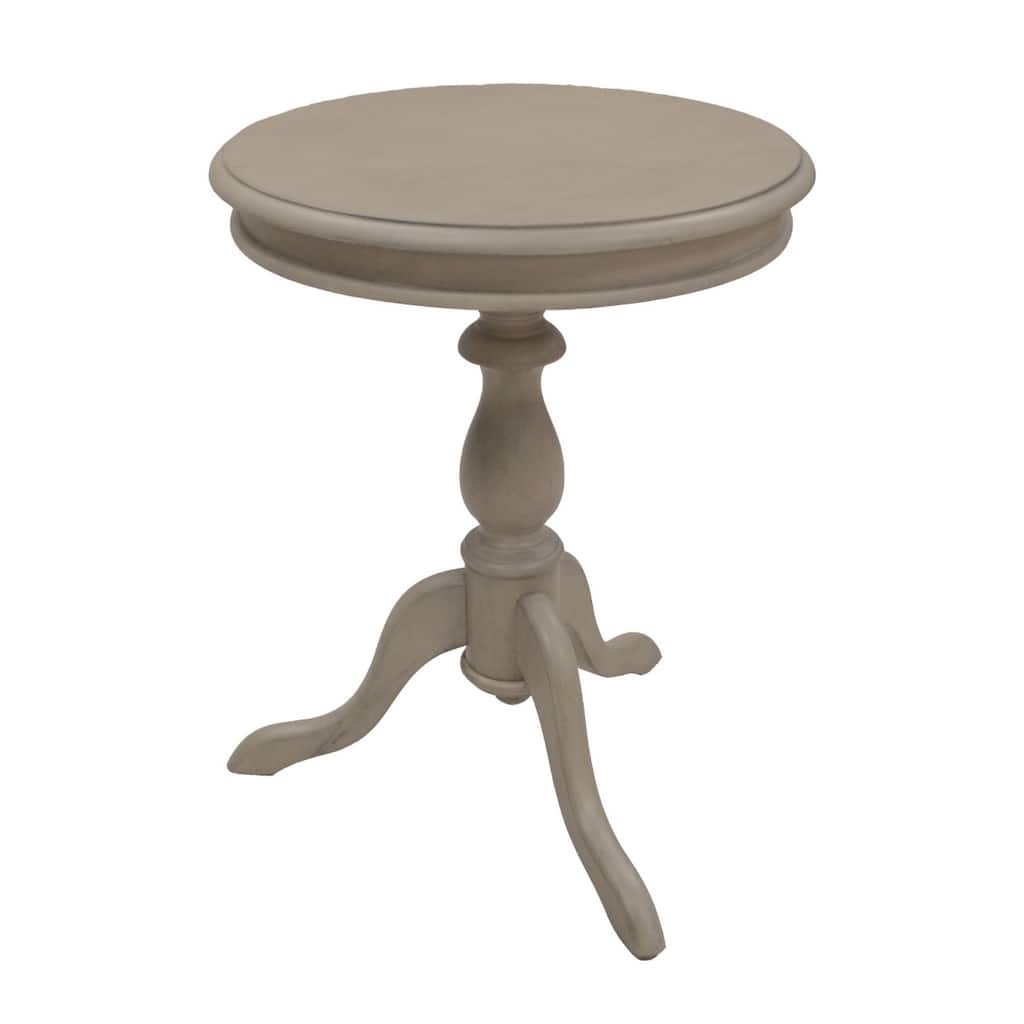 Wood Pedestal End Table with Distressed Finish and Round Top - 19.5” x 19.5” x 25.25” (D x W x H)