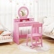 preview thumbnail 13 of 17, Kids Vanity Set with Mirror Princess Makeup Dressing Desk and Chair Set with Mirror-White