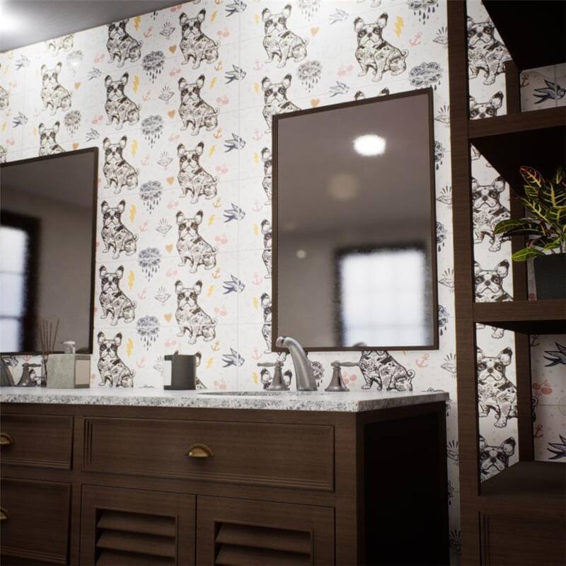 Merola Tile Rockstar Frenchie 11-3/4" x 39-1/8" Ceramic Wall Tile