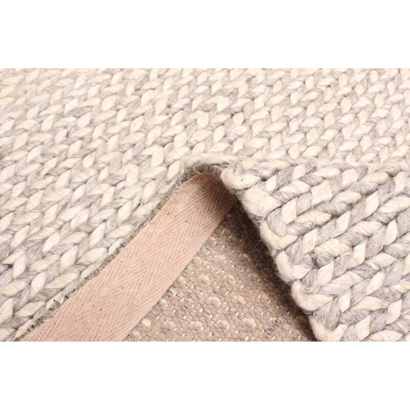 ECARPETGALLERY Braid weave Sienna Grey Wool Rug - 4'11 x 8'0