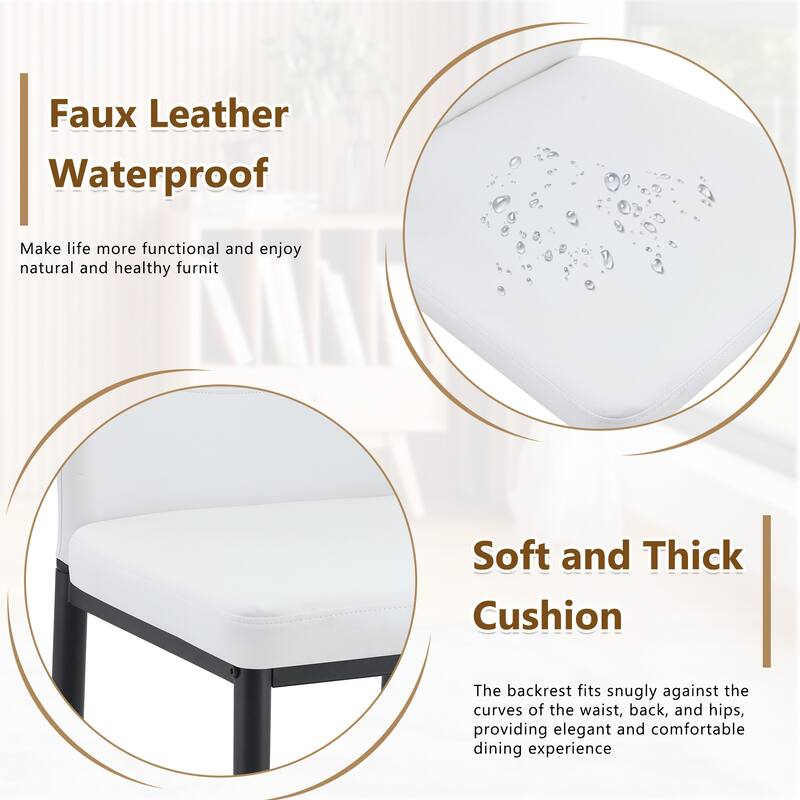 White Side Chair Reception Chair Meeting Room Chair Set of 4 Kitchen Chair Lounge Chair with Metal Legs