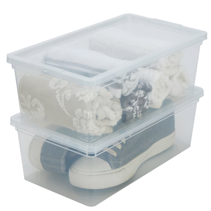 Simplify Stackable Storage Bins with Lids in Clear