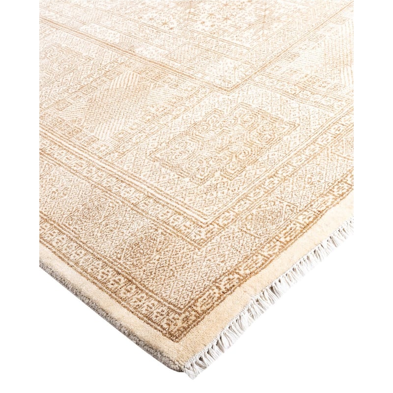 Ikat One-of-a-Kind Hand-Knotted Area Rug, Ivory - 9' 2" x 12' 4"