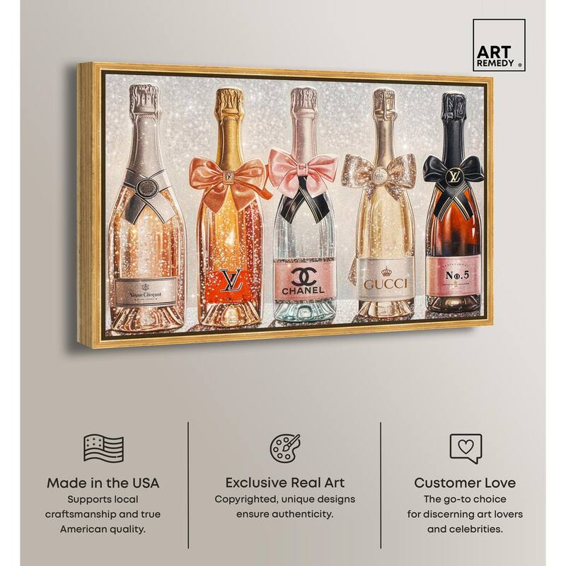Champagne Bottles Glitz Canvas by Art Remedy