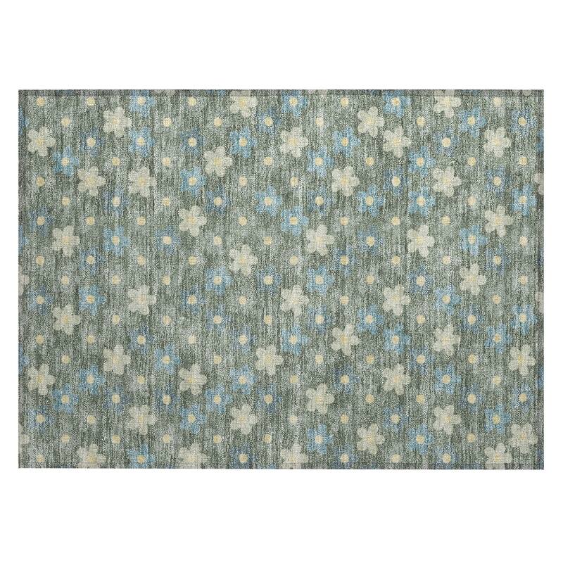 Machine Washable Indoor/ Outdoor Floral Kechi Chantille Rug
