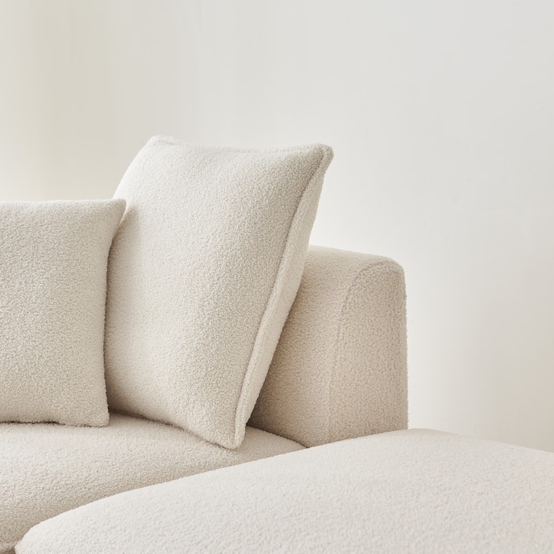 Oversized Curved Sherpa Upholstered 6-seats Sectional Sofa Couch