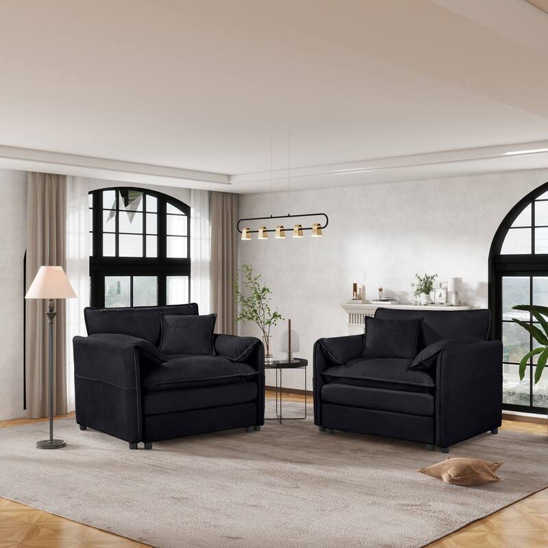 GDFStudio - Oversized Chenille 41.73" Single Sofa Chair with Large Seat (Set of 2)