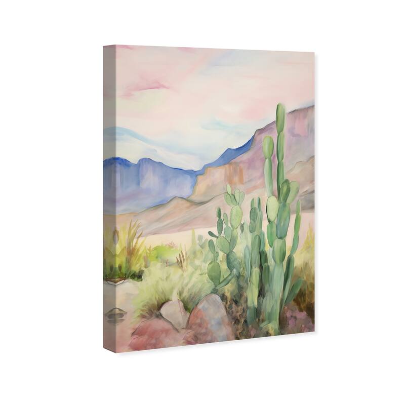 Wynwood Studio Canvas Nature and Landscape Landscape with Cactus Green and Rustic Wall Art Canvas Print