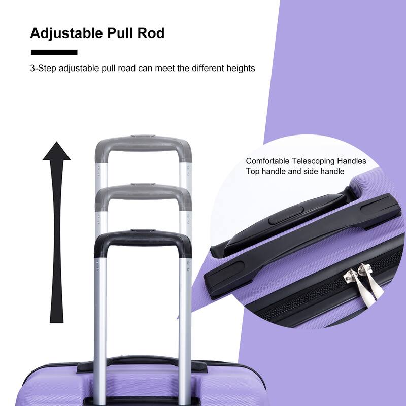 3 Piece PC Expandable Luggage Sets, Modern Lightweight Durable Suitcase with TSA Lock, Two Hooks and Spinner Wheels