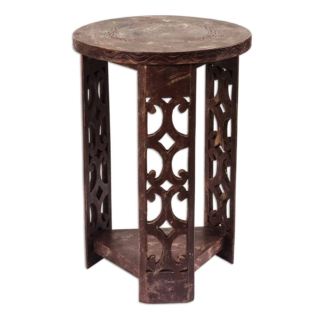 Handmade Sese Wood Strength and Humility End Table (Ghana)