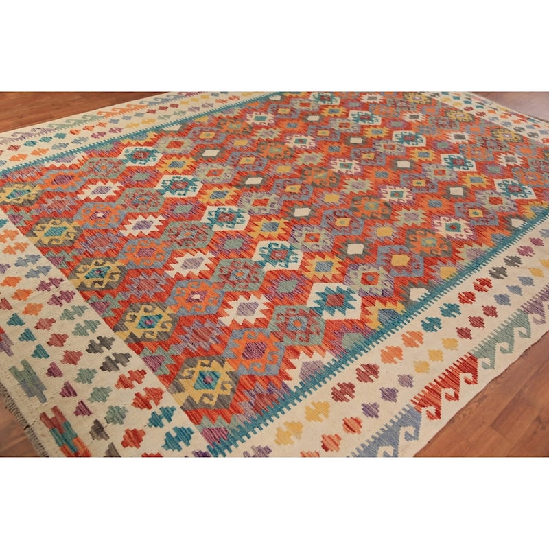 Kilim Oriental Area Rug Flatweave Tribal Wool Carpet - 8'3"x 11'5"